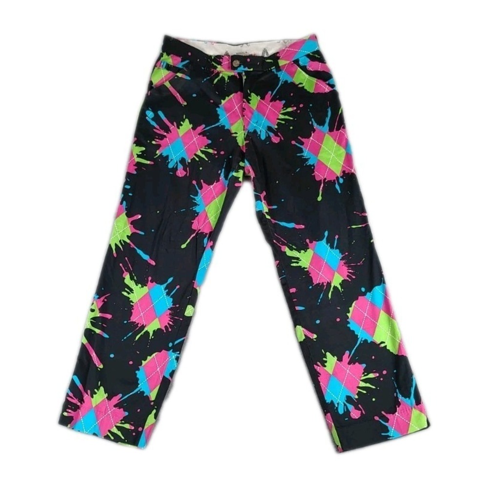 Royal & Awesome Loud Golf Chino Mens 32X30 Paint Splatter Pants Multicolor